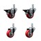 Service Caster 3'' Red Polyurethane Wheel Swivel 7/8'' Square Stem Caster Set 2 Brakes, 4PK SCC-SQ20S314-PPUB-RED-PLB-78-2-S-2 - alternate 1